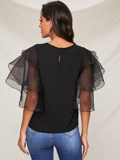 Kolonahe Hawaiian Fern Leaf Taupe and Burgundy Off Shoulder Trumpet Sleeve Blouse main image 1
