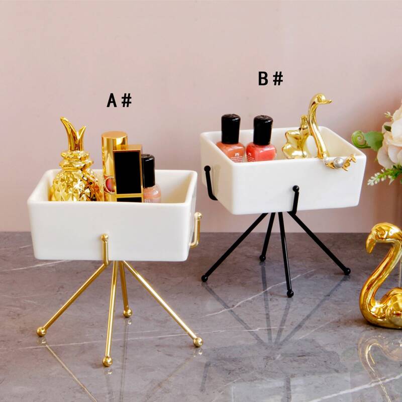 

1pc Ceramic Jewelry Organizer With Iron Stand, Multicolor