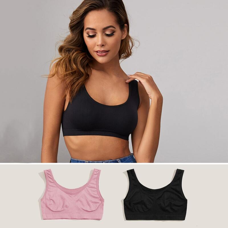 

2pack Solid Bra Set, Multicolor