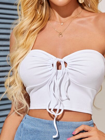 Top convertibile crop annodato Peekaboo