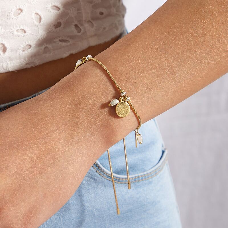 

1pc Disc Charm Bracelet, Gold