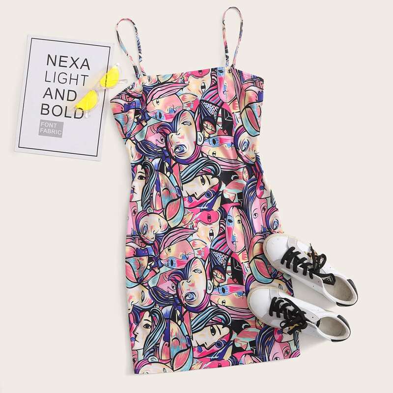 

Allover Figure Print Dress, Multicolor