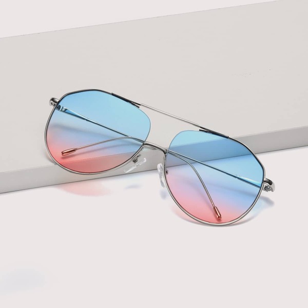

Top Bar Metal Frame Gradient Sunglasses With Case, Multicolor