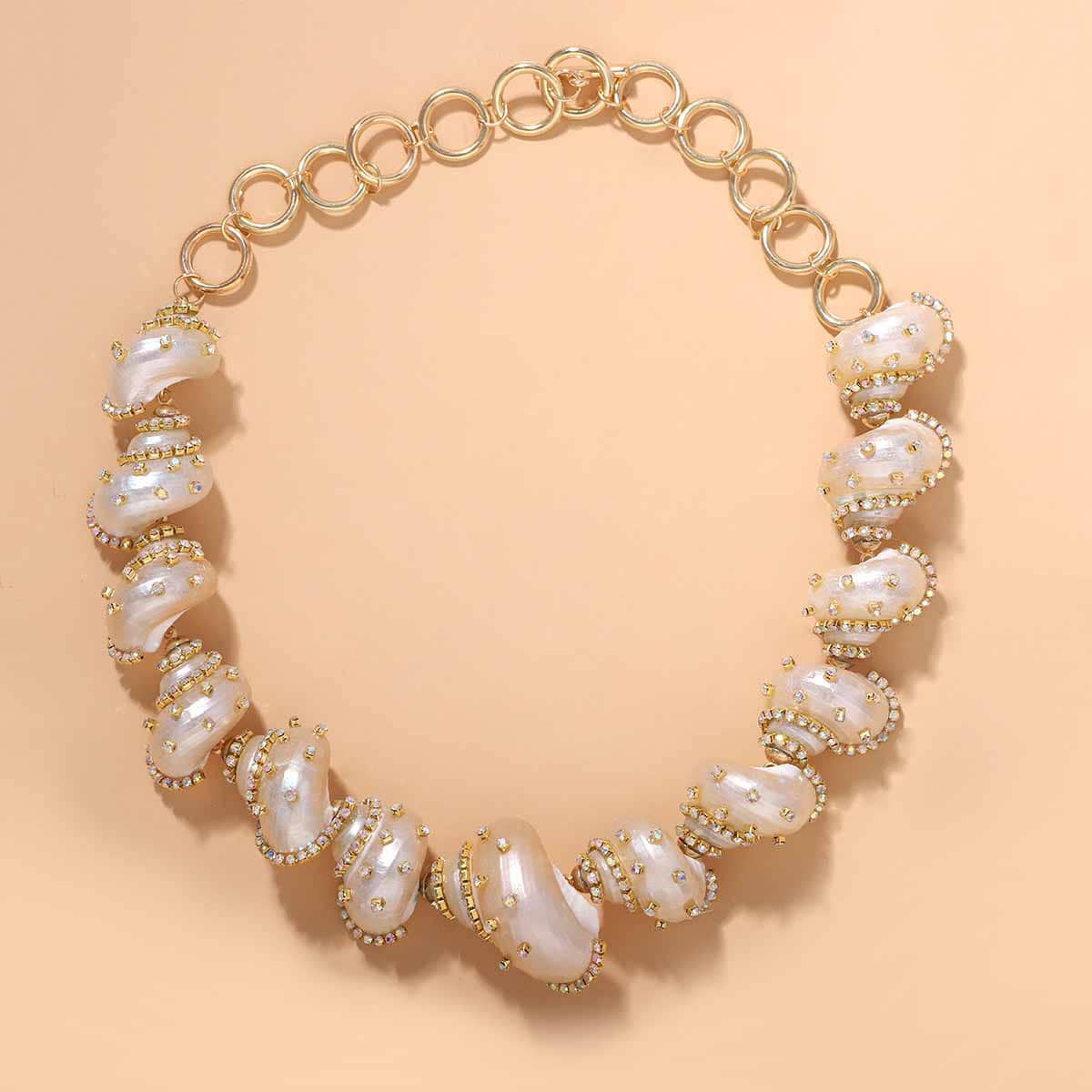 

1pc Shell Beaded Necklace, Gold