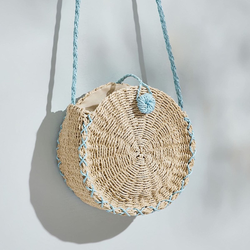 

Braided Round Crossbody Bag, Khaki
