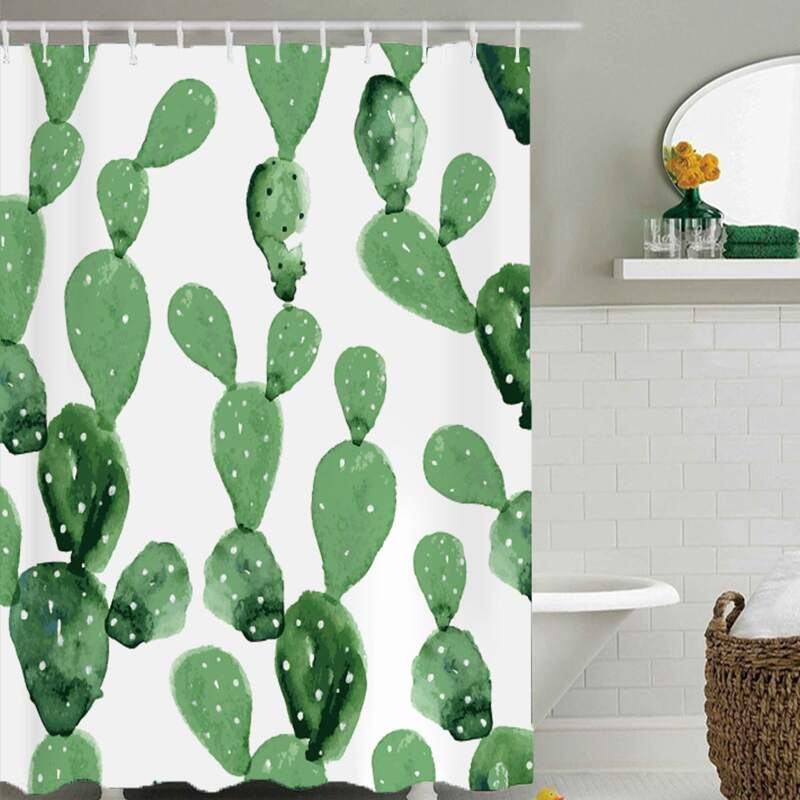 

1pc Flower Print Shower Curtain With 12hooks, Multicolor