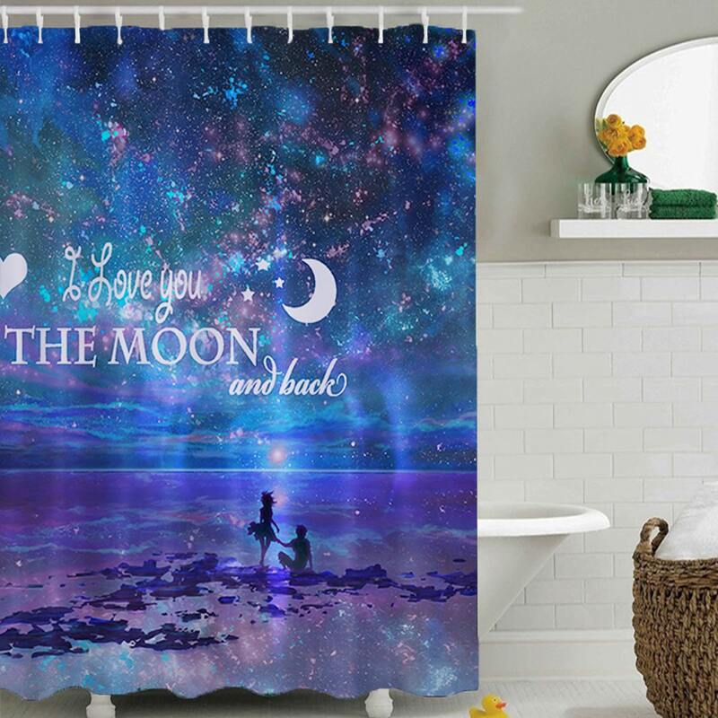 

Galaxy Pattern Shower Curtain With 12hooks, Multicolor