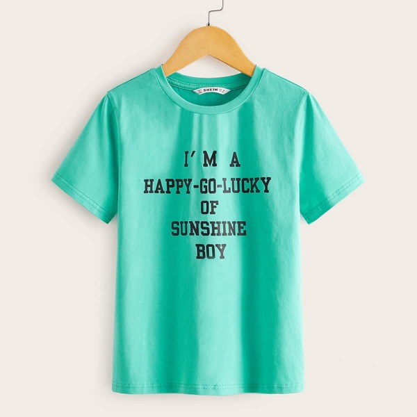 

Boys Slogan Graphic Top, Green