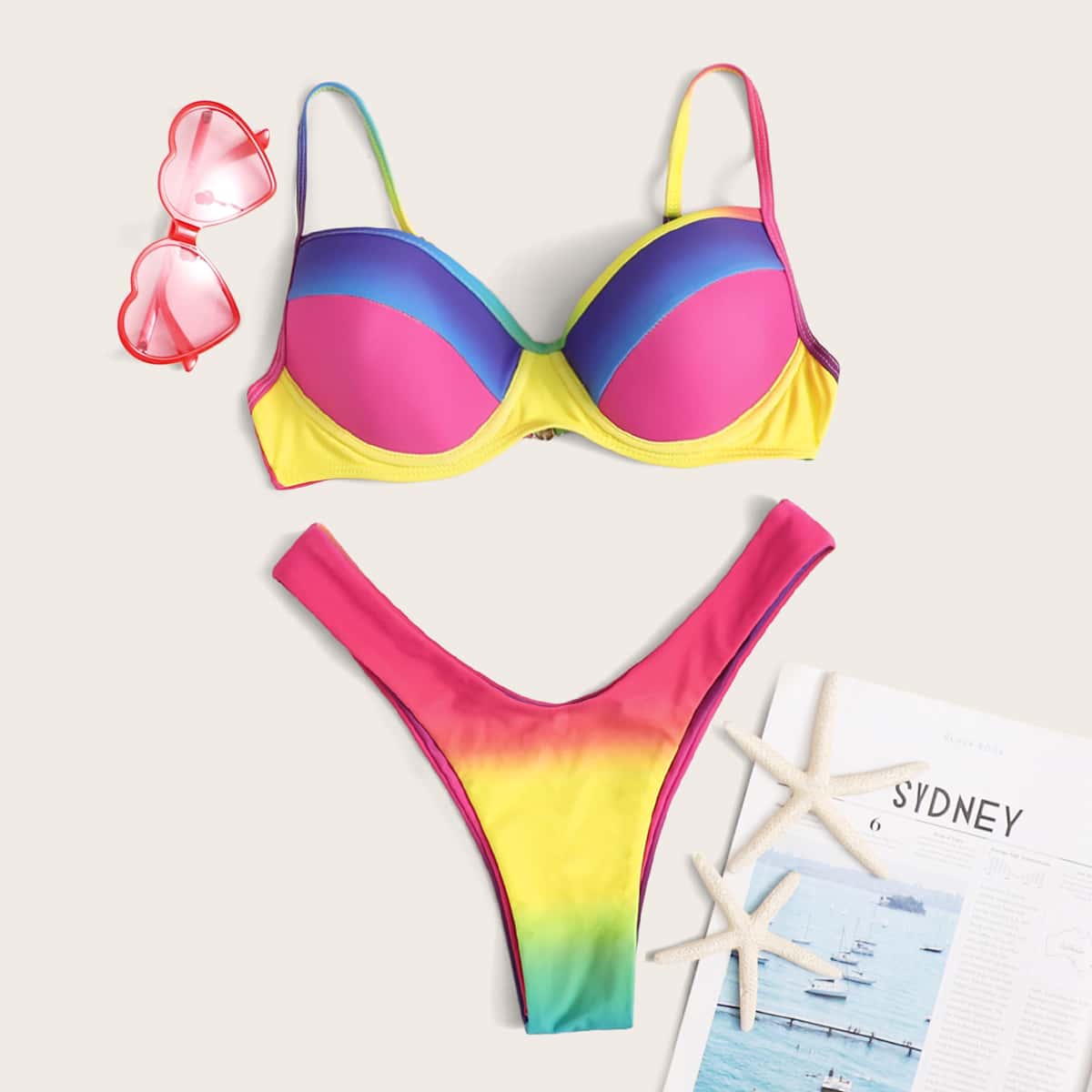 

Ombre Underwire Bikini Swimsuit, Multicolor