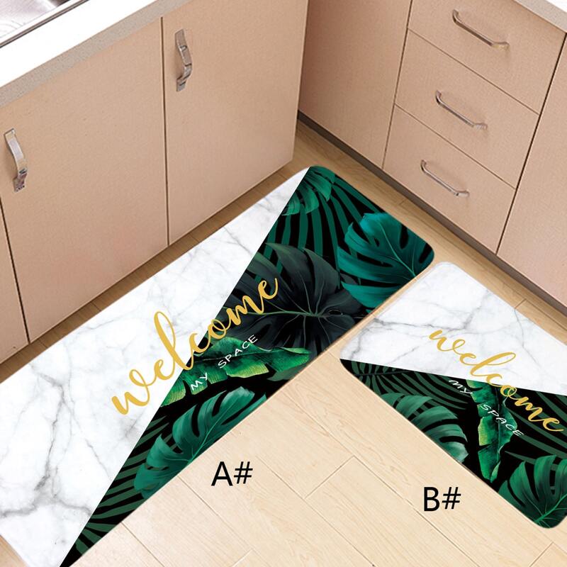 

1pc Leaf Print Floor Mat, Multicolor