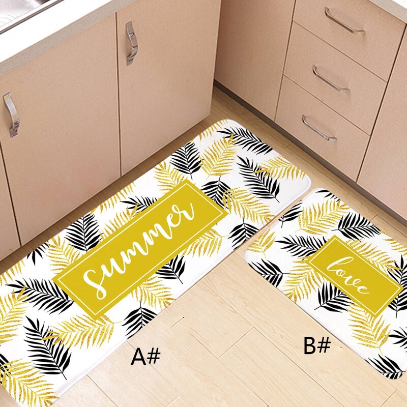 

1pc Leaf Print Floor Mat, Multicolor