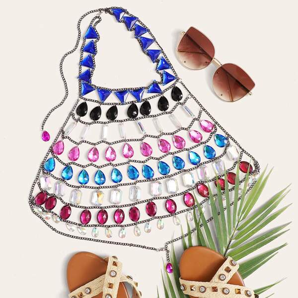 

Chain Acrylic Halter Top, Multicolor