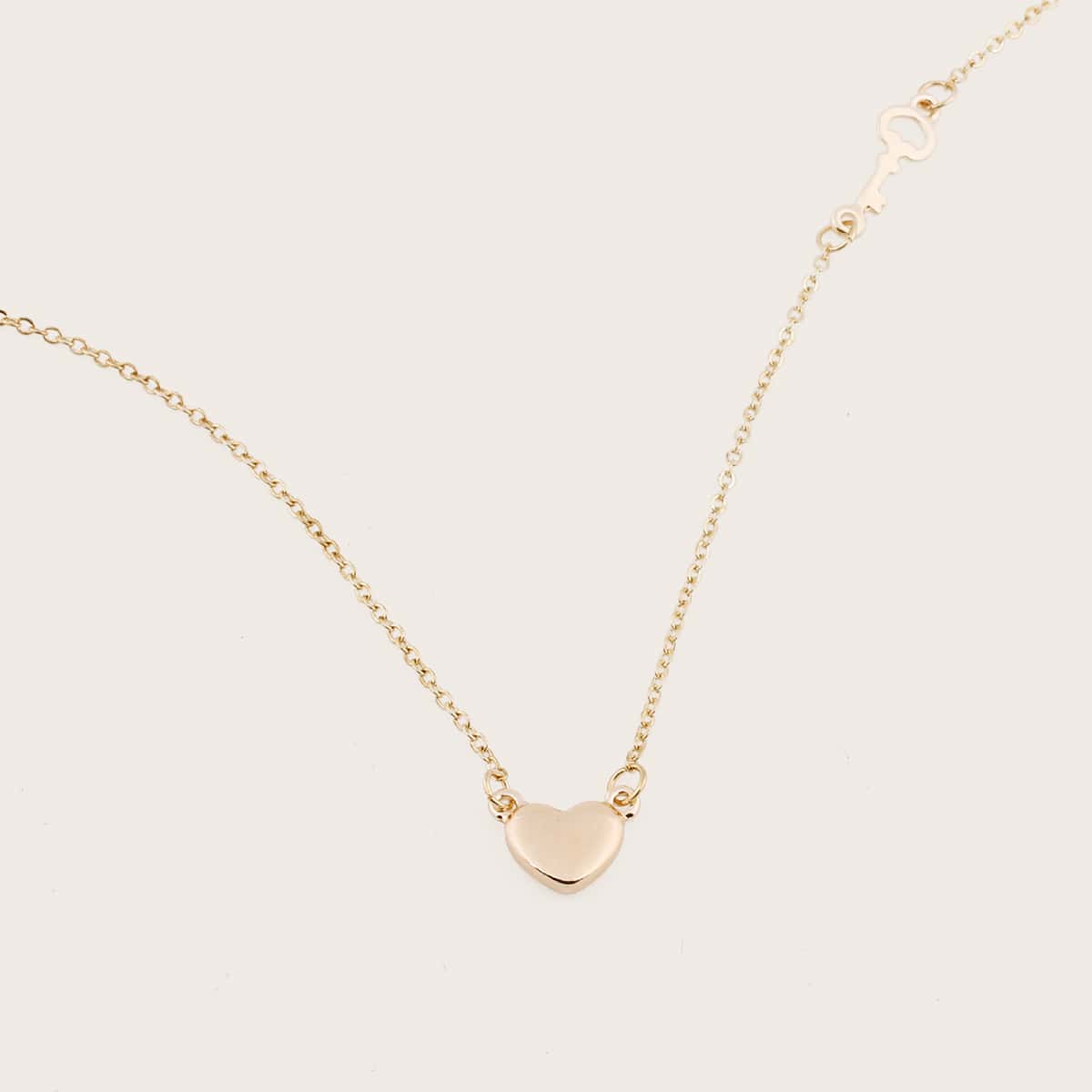 

1pc Heart Charm Necklace, Gold