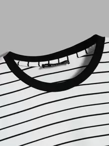 Manfinity Männer T-Shirt mit Streifen Muster - Weiss - Übersicht 4