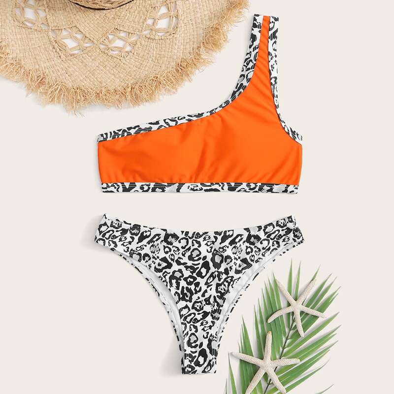 

Leopard Bandeau Cheeky Bikini Swimsuit, Multicolor