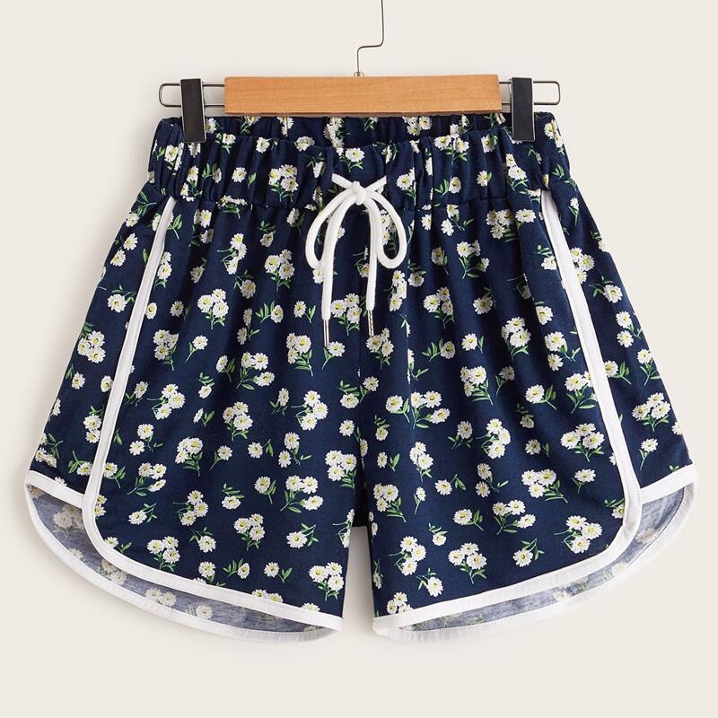 

Ditsy Floral Drawstring Shorts, Navy