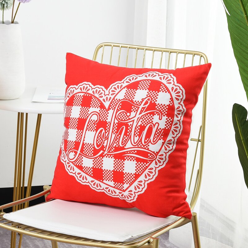 

Heart & Letter Graphic Cushion Cover Without Filler, Multicolor