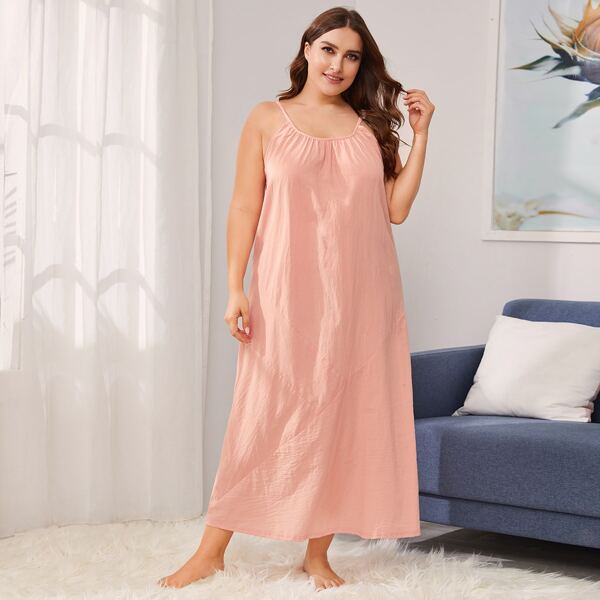 

Plus Seam Detail Slip Dress, Pink