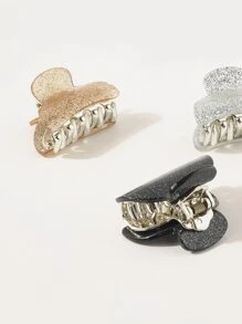 3pcs Glitter Hair Claws Royal Claw Clips Hair Clips Hair Jaw Clip Hair Clamps Hair Clutch Hair Catcher Clip Fall Winter Hair Accessories For Women For Vacation Outfits Woman - Multicolor - View 2