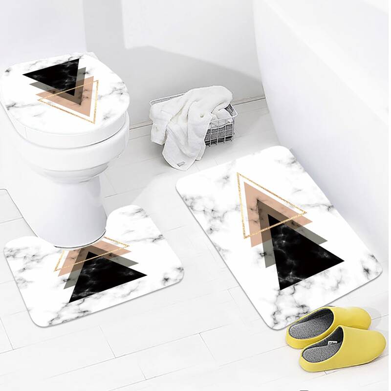 

3pcs Marble Pattern Closestool Carpet, Multicolor