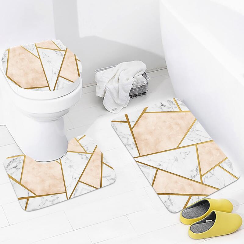 

3pcs Marble Pattern Closestool Carpet, Multicolor