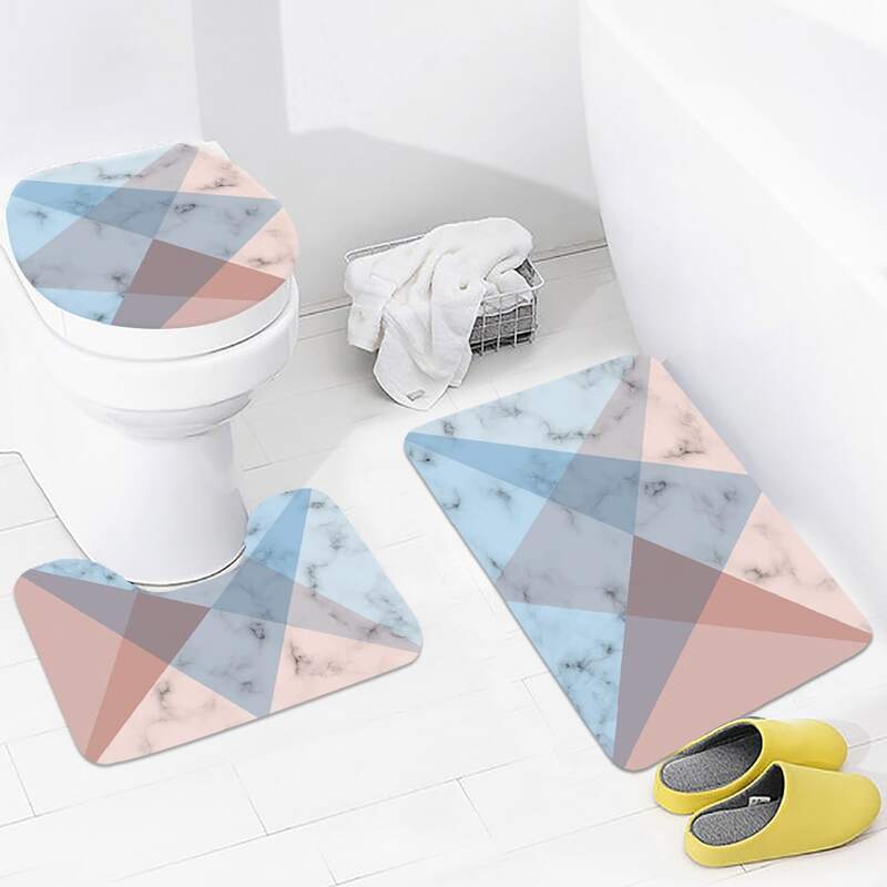 

3pcs Marble Pattern Closestool Carpet, Multicolor
