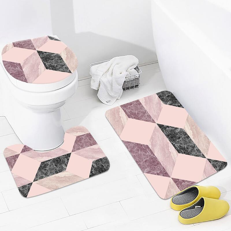 

3pcs Marble Pattern Closestool Carpet, Multicolor