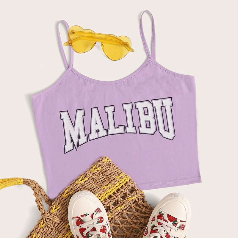 

Letter Graphic Crop Purple Tee