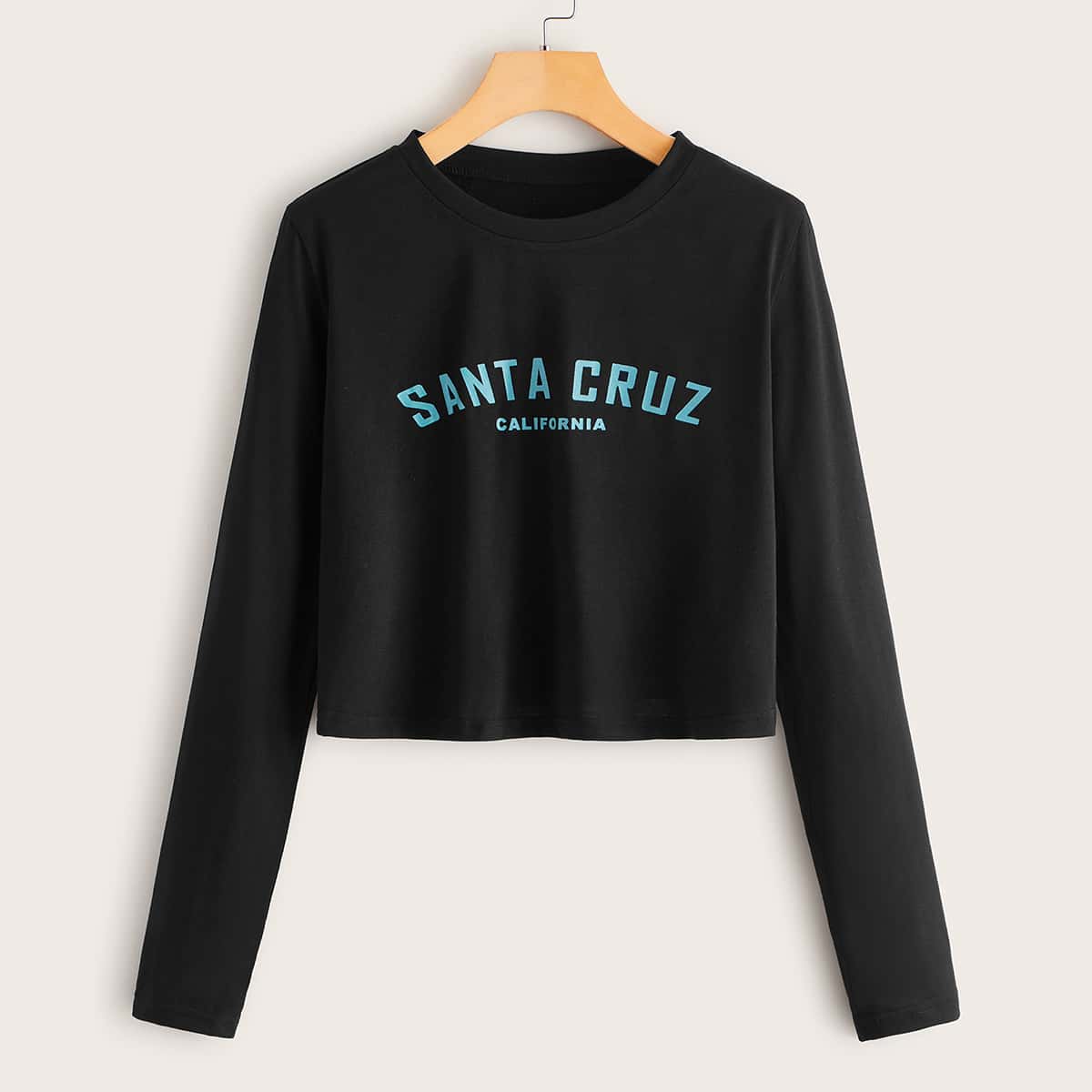 

Letter Graphic Long Sleeve Tee, Black