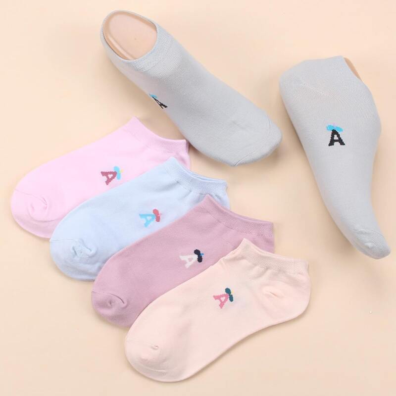 

5pairs Letter Graphic Socks, Multicolor