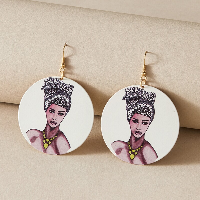

1pair Figure Graphic Round Drop Earrings, Multicolor