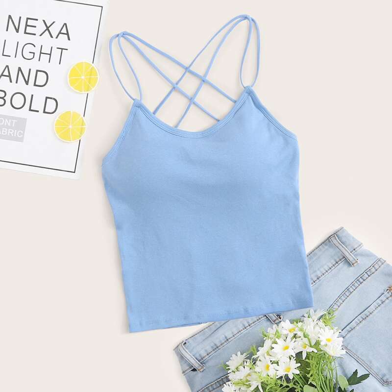 

Crisscross Longline Bralette, Baby blue