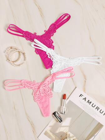 طقم ملابس داخلي بفراشة 3 قطع