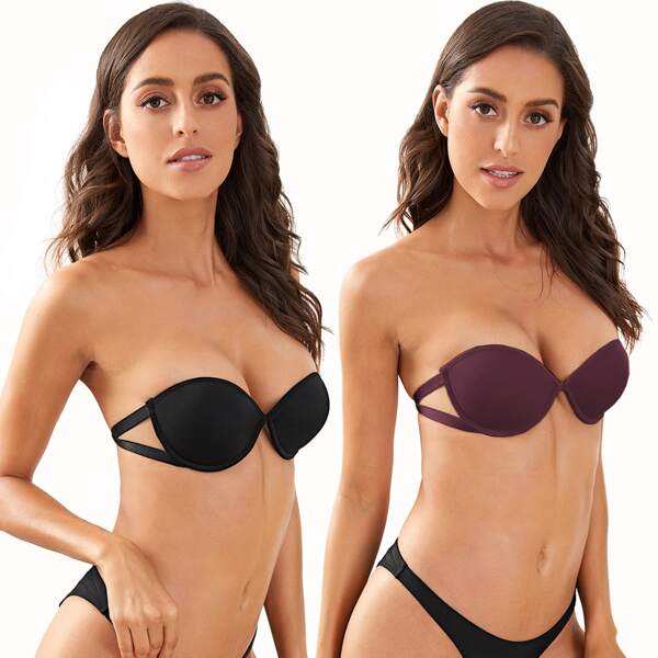 

2pack Underwire Strapless Bra Set, Multicolor