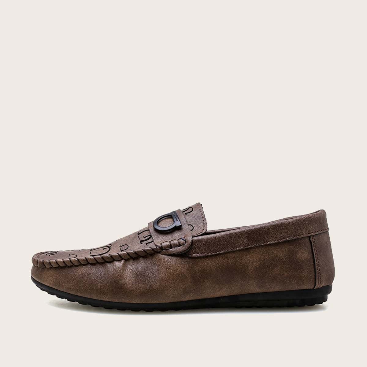 

Guys Letter Graphic Stitch Trim Loafers, Brown