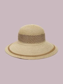 Women's Solid Color Bowknot Ribbon Straw Hat - Khaki - View 5