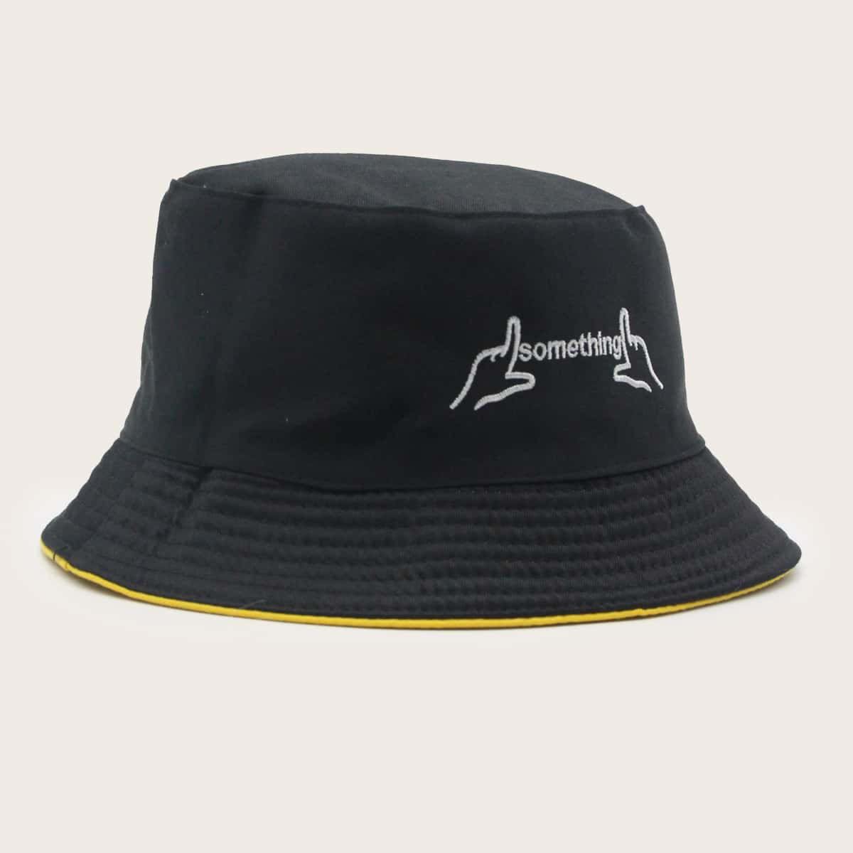 

Letter Embroidery Bucket Hat, Black