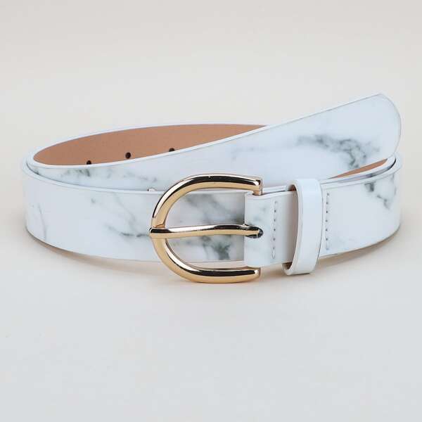 

Marble Pattern Metal Buckle Belt, Multicolor