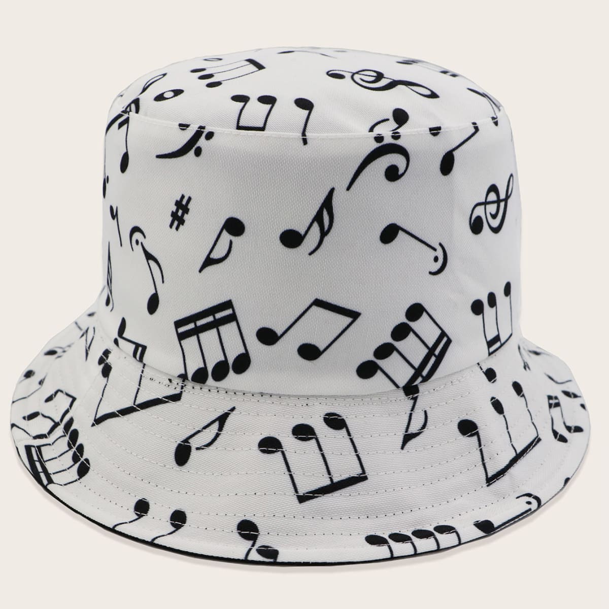 

Music Note Pattern Bucket Hat, Multicolor