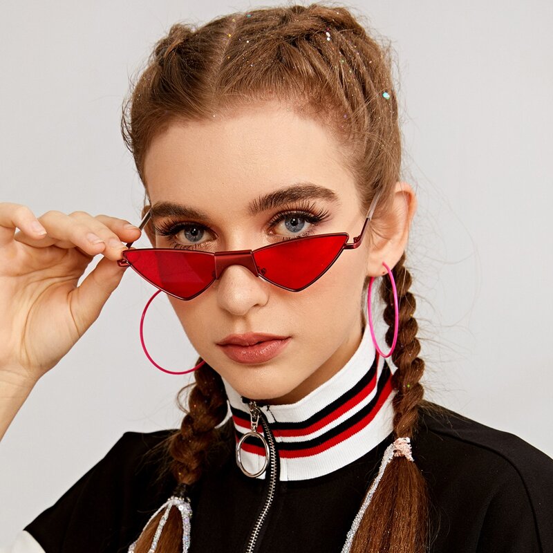 

Metal Frame Colored Cat Eye Sunglasses