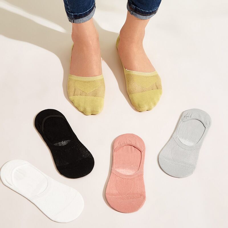 

5pairs Hollow out Heart Pattern Invi9sible Socks, Multicolor