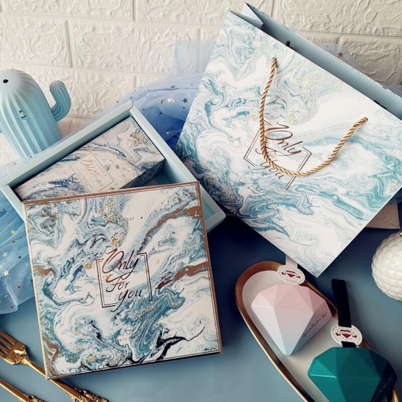 

3pcs Marble Pattern Gift Box, Multicolor