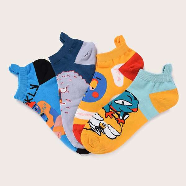 

Мужские носки с мультяшным принтом 4 пары, Многоцветный