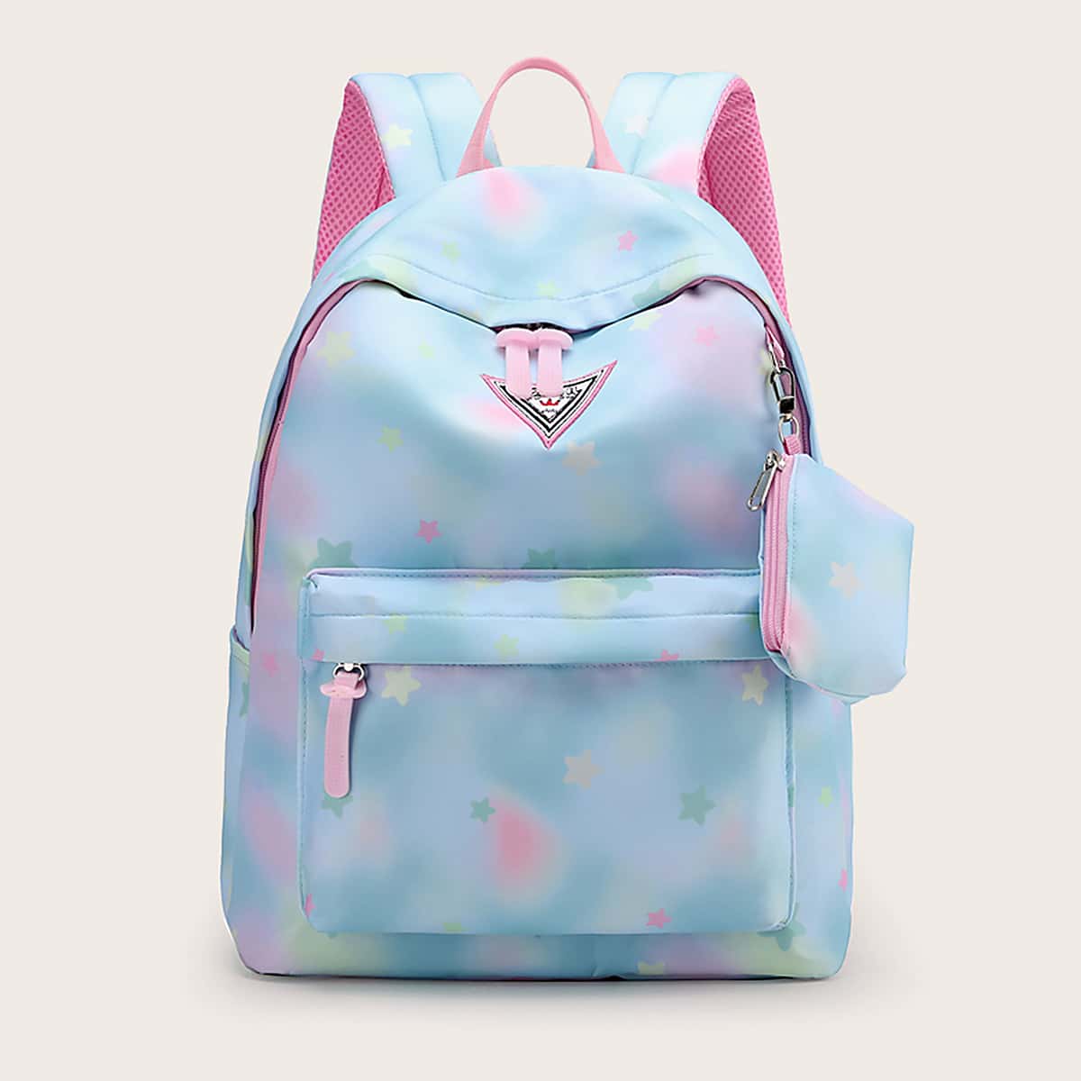 

Star Print Gradient Backpack With Purse, Blue