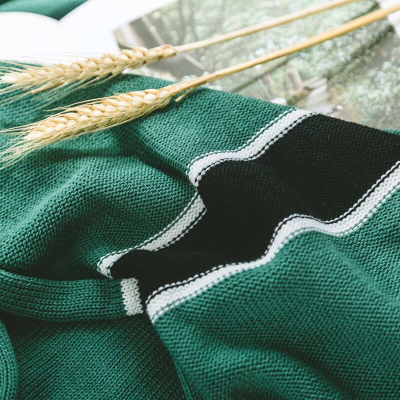 

1pc Plain Knitted Blanket, Multicolor