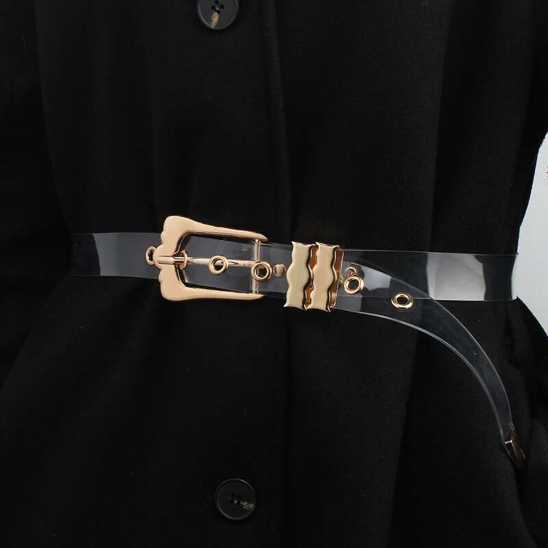 Metal Buckle Clear Belt