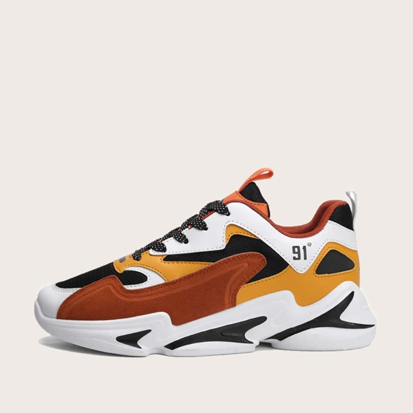 

Мужские контрастные кроссовки на шнурках, Многоцветный