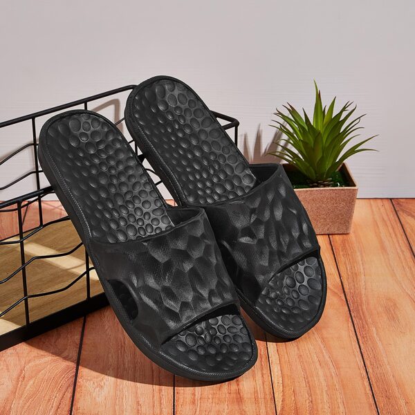 

Men Textured Wide Fit Slippers, Black
