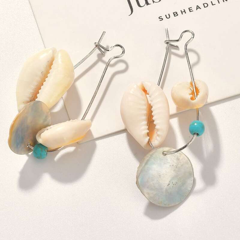 

1pair Shell & Turquoise Decor Drop Earrings, Multicolor