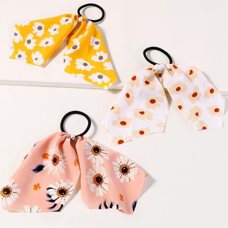 

3pcs Floral Pattern Hair Tie, Multicolor